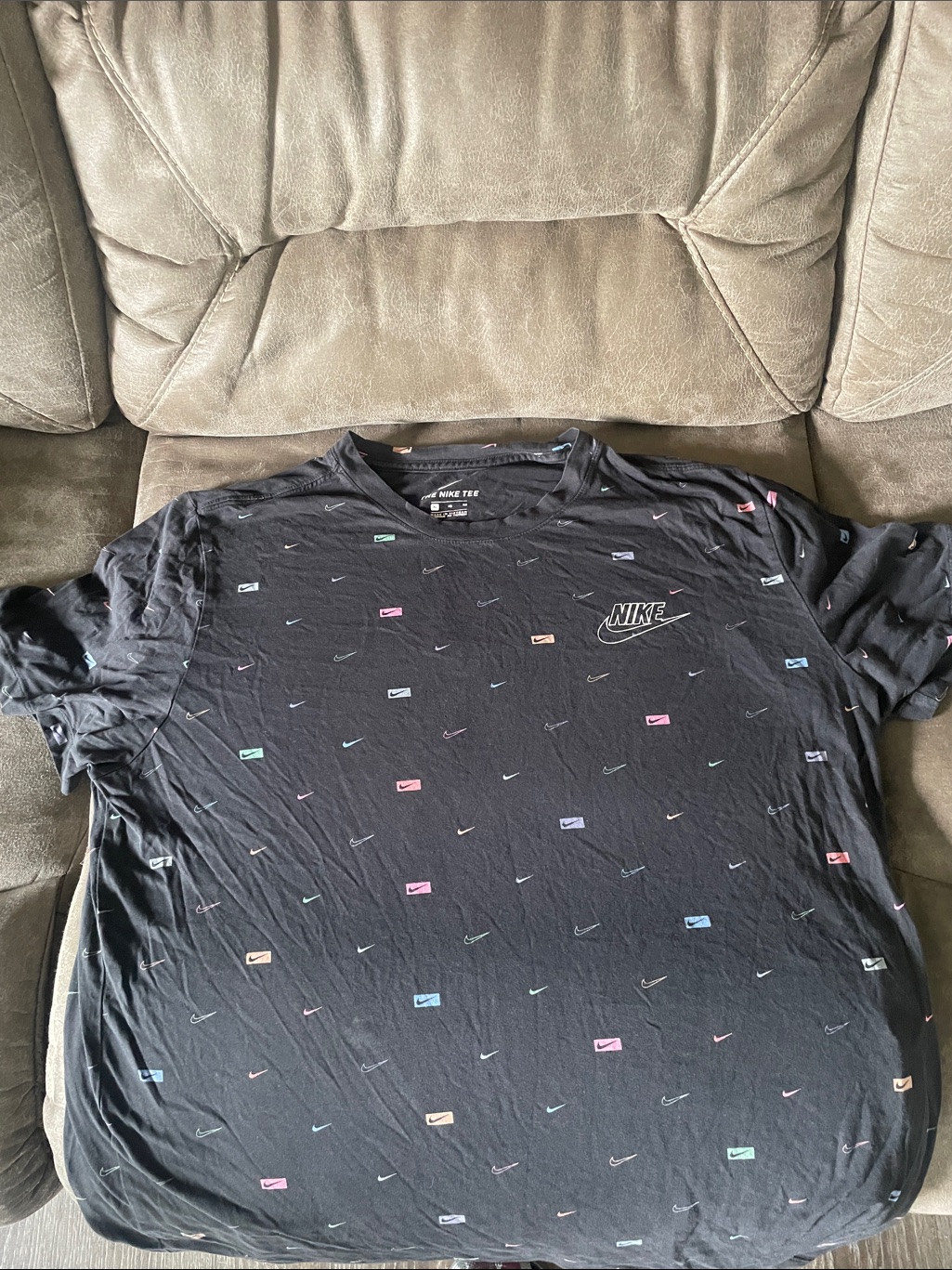 Nike Mens Black Shortsleeve Tee With Multicolor Mini Swooshes